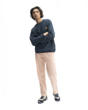 Load image into Gallery viewer, Global Works Split Panel Fleece & Terry Crewneck Sweatshirt - Navy