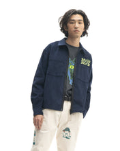 Load image into Gallery viewer, Mushroom Embroidered Full-Zip Corduroy Shirt Jacket - Navy