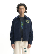 Load image into Gallery viewer, Mushroom Embroidered Full-Zip Corduroy Shirt Jacket - Navy