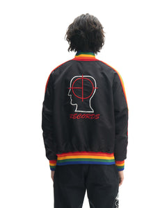 Brain Dead Records Embroidered Satin Club Jacket - Black