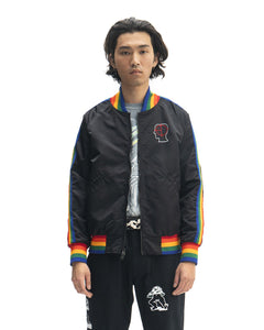 Brain Dead Records Embroidered Satin Club Jacket - Black