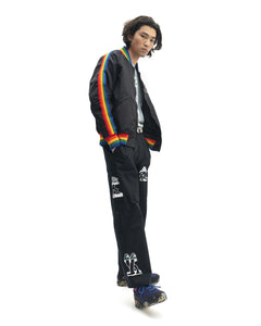 Brain Dead Records Embroidered Satin Club Jacket - Black