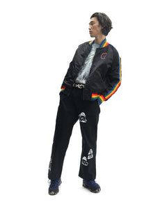 Brain Dead Records Embroidered Satin Club Jacket - Black