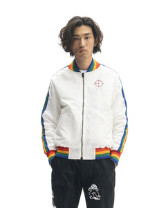 Brain Dead Records Embroidered Satin Club Jacket - White
