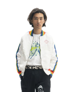 Brain Dead Records Embroidered Satin Club Jacket - White