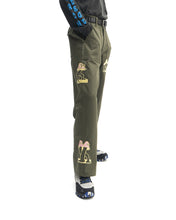 Load image into Gallery viewer, Mushroom Embroidery Herringbone Military Pant - Olive Drab
