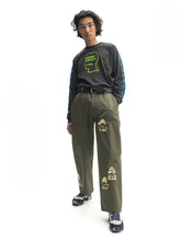 Load image into Gallery viewer, Mushroom Embroidery Herringbone Military Pant - Olive Drab
