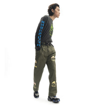 Load image into Gallery viewer, Mushroom Embroidery Herringbone Military Pant - Olive Drab
