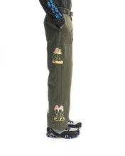 Load image into Gallery viewer, Mushroom Embroidery Herringbone Military Pant - Olive Drab
