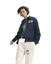 Load image into Gallery viewer, Mushroom Embroidered Full-Zip Corduroy Shirt Jacket - Navy
