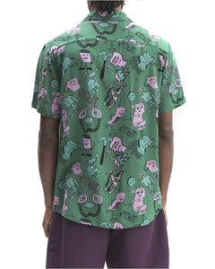Caricatures Short Sleeve Hawaiian Shirt - Washed Forest