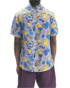 Caricatures Short Sleeve Hawaiian Shirt - Washed Plum