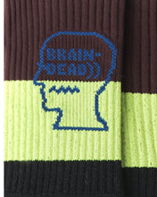 Load image into Gallery viewer, Logo Head Stripe socks - black- lime/blue/brown
